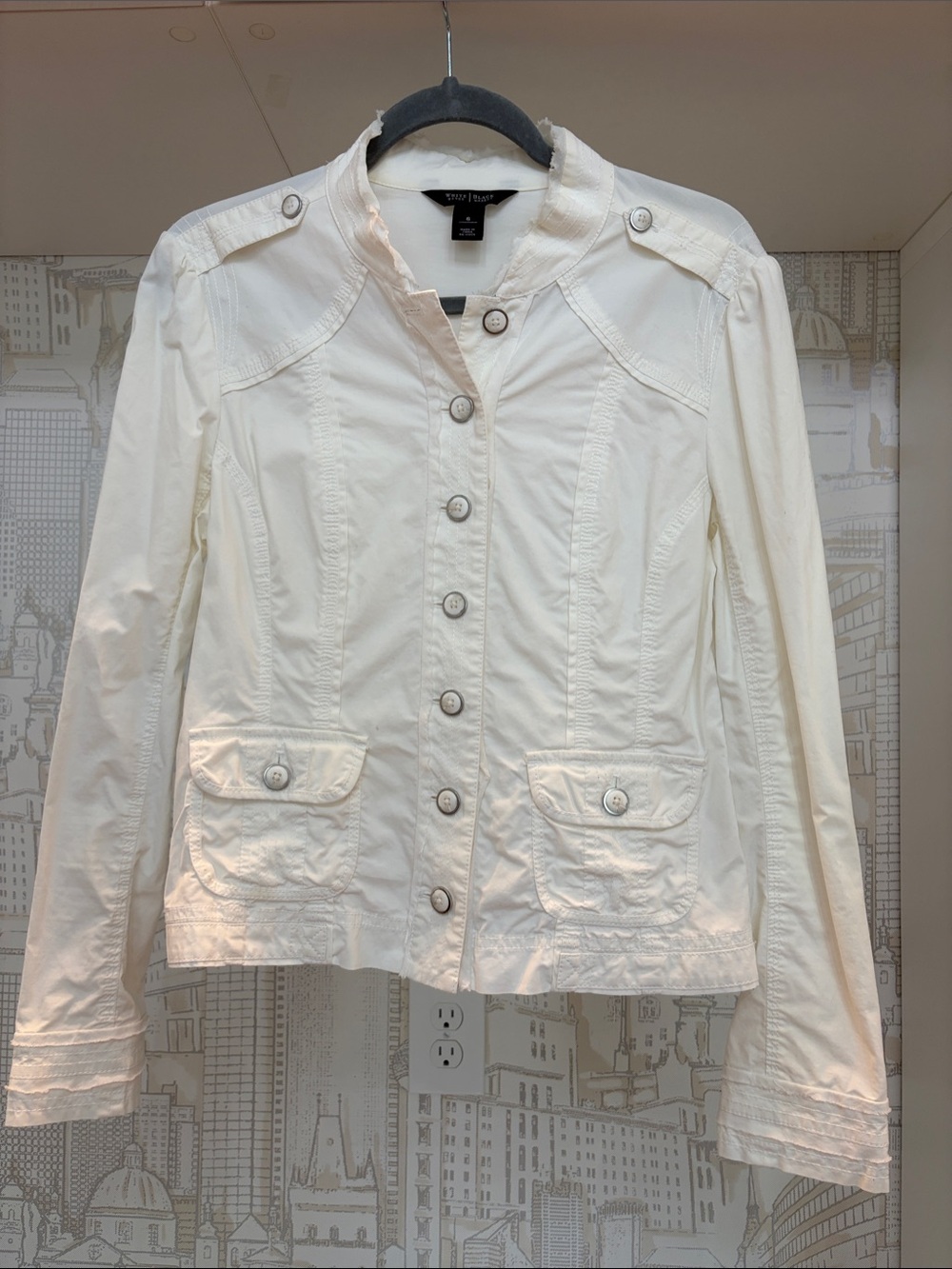 White House Black Market White Button-Front Denim Jacket